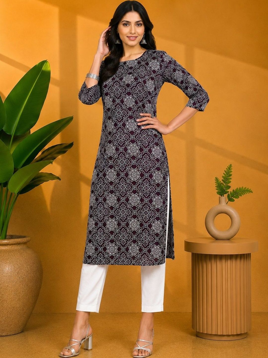 JANKHANA Women Ethnic Motifs Printed Indie Prints Crepe Kurta-picture-41