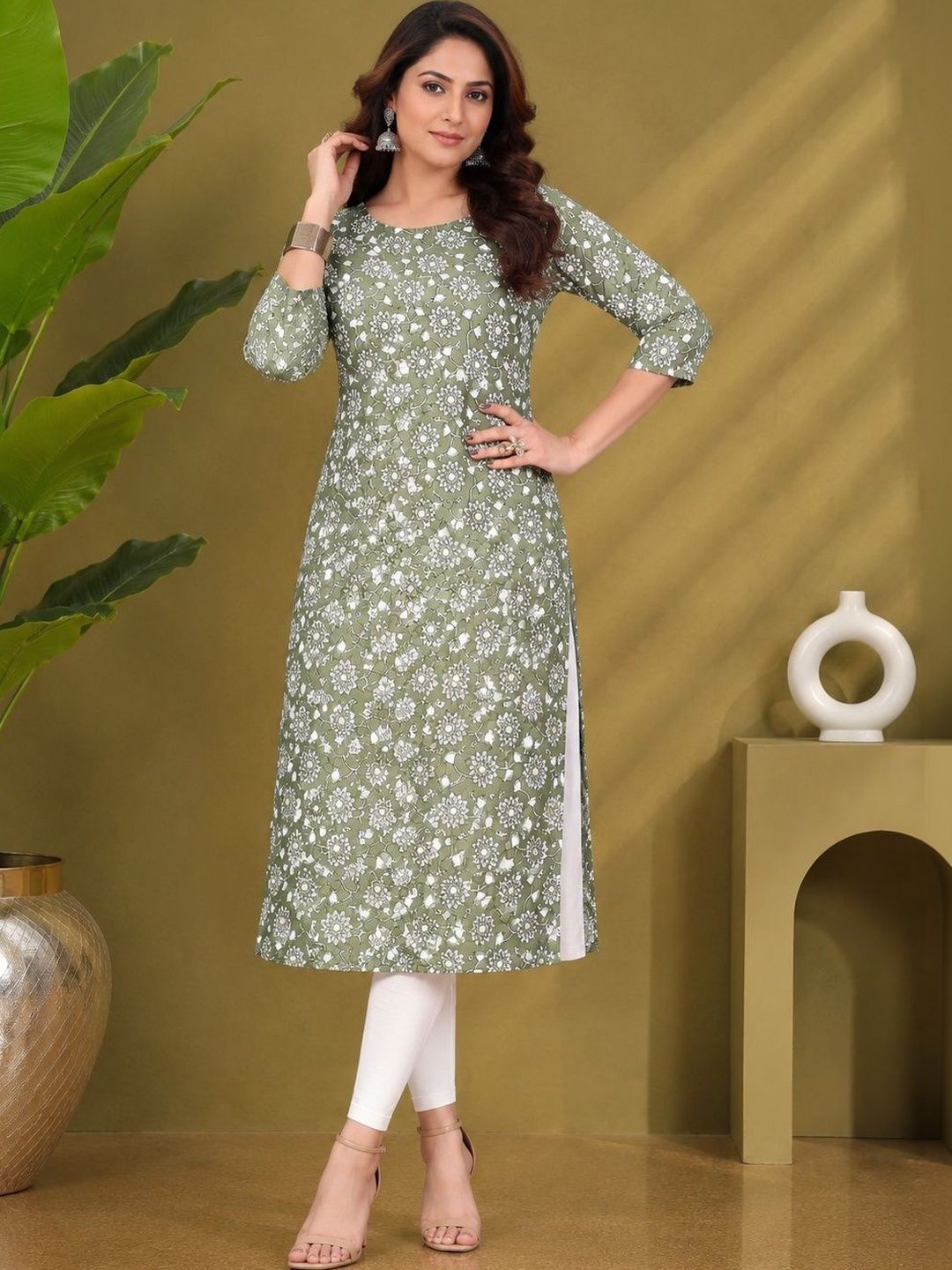 JANKHANA Women Floral Printed Indie Prints Crepe Kurta-picture-46