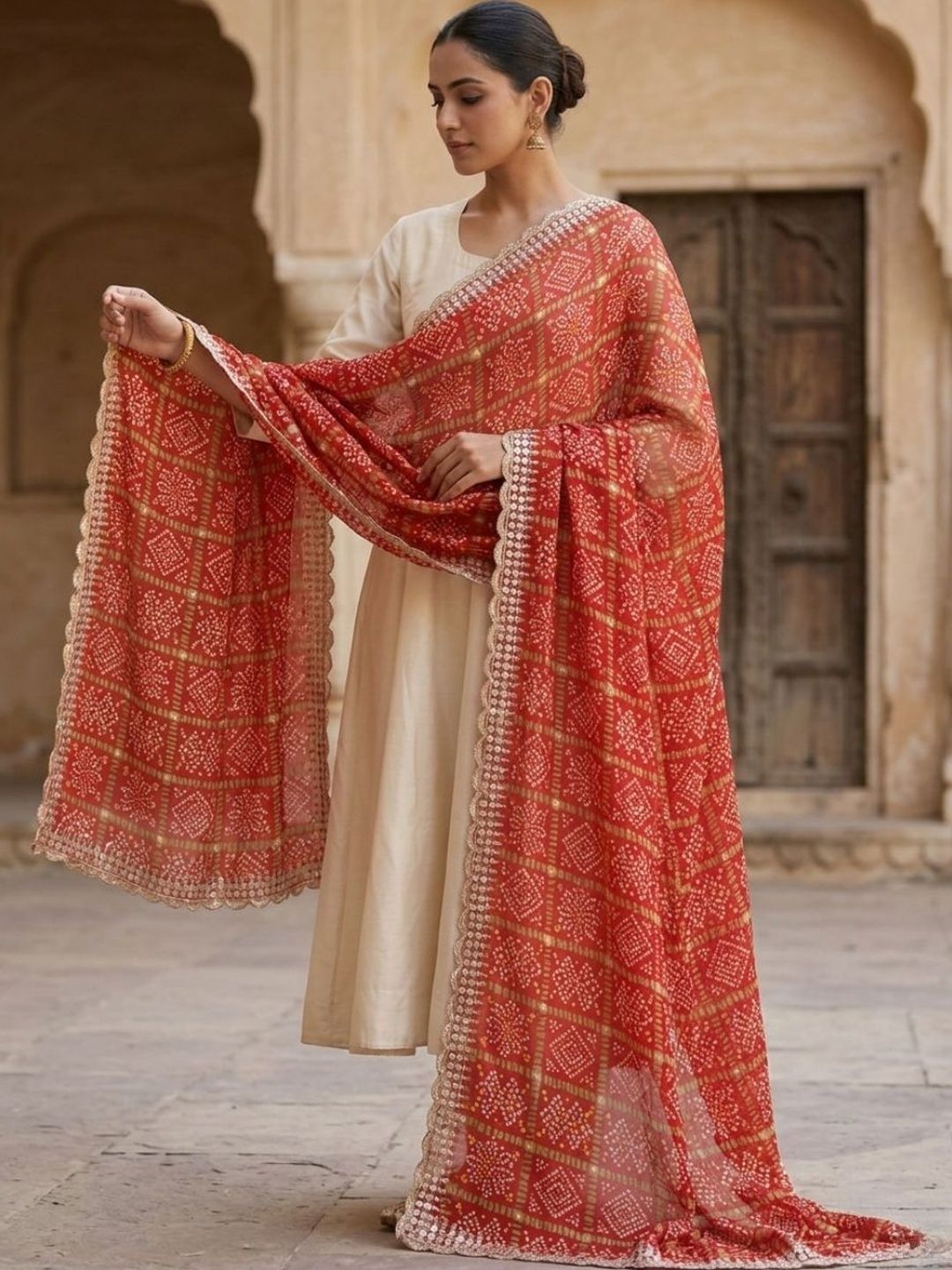 Dupatta Bazaar Printed Dupatta with Sequinned-image-23