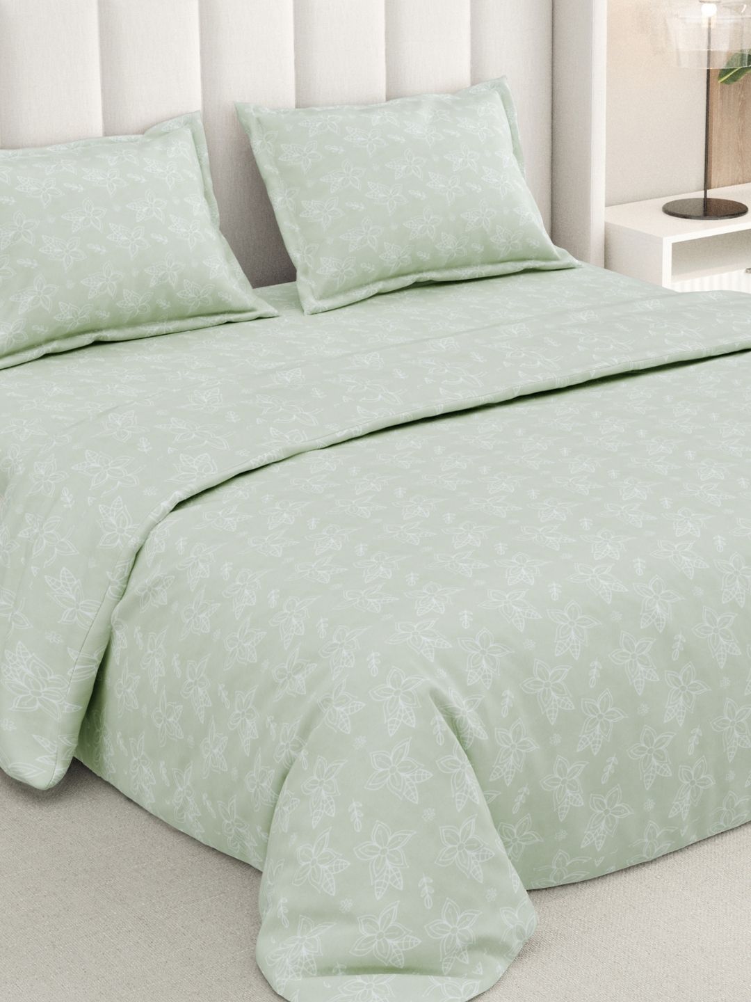 RIVERMOOR Green Floral 300 TC Bedsheet with 2 Pillow Covers-image-39