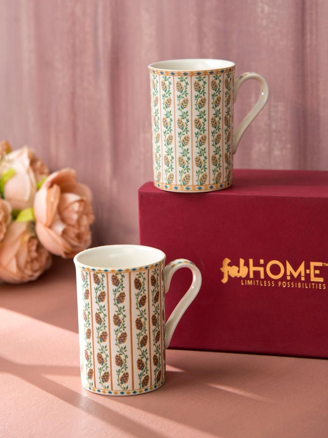 Fabindia Multicoloured Printed Ceramic Glossy Mugs Set of Cups and Mugs-image-2