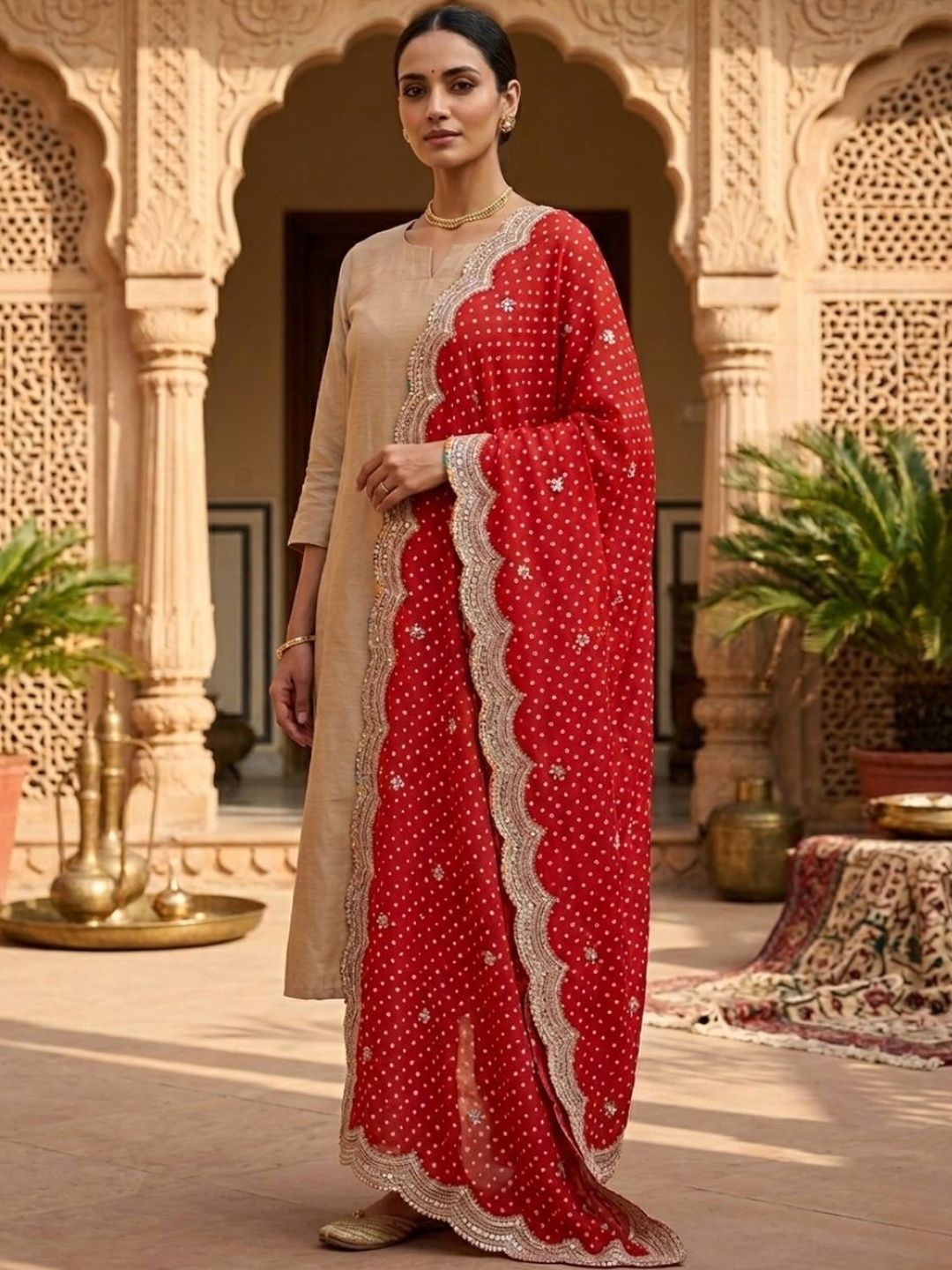 Dupatta Bazaar Printed Dupatta with Mirror Work-picture-17