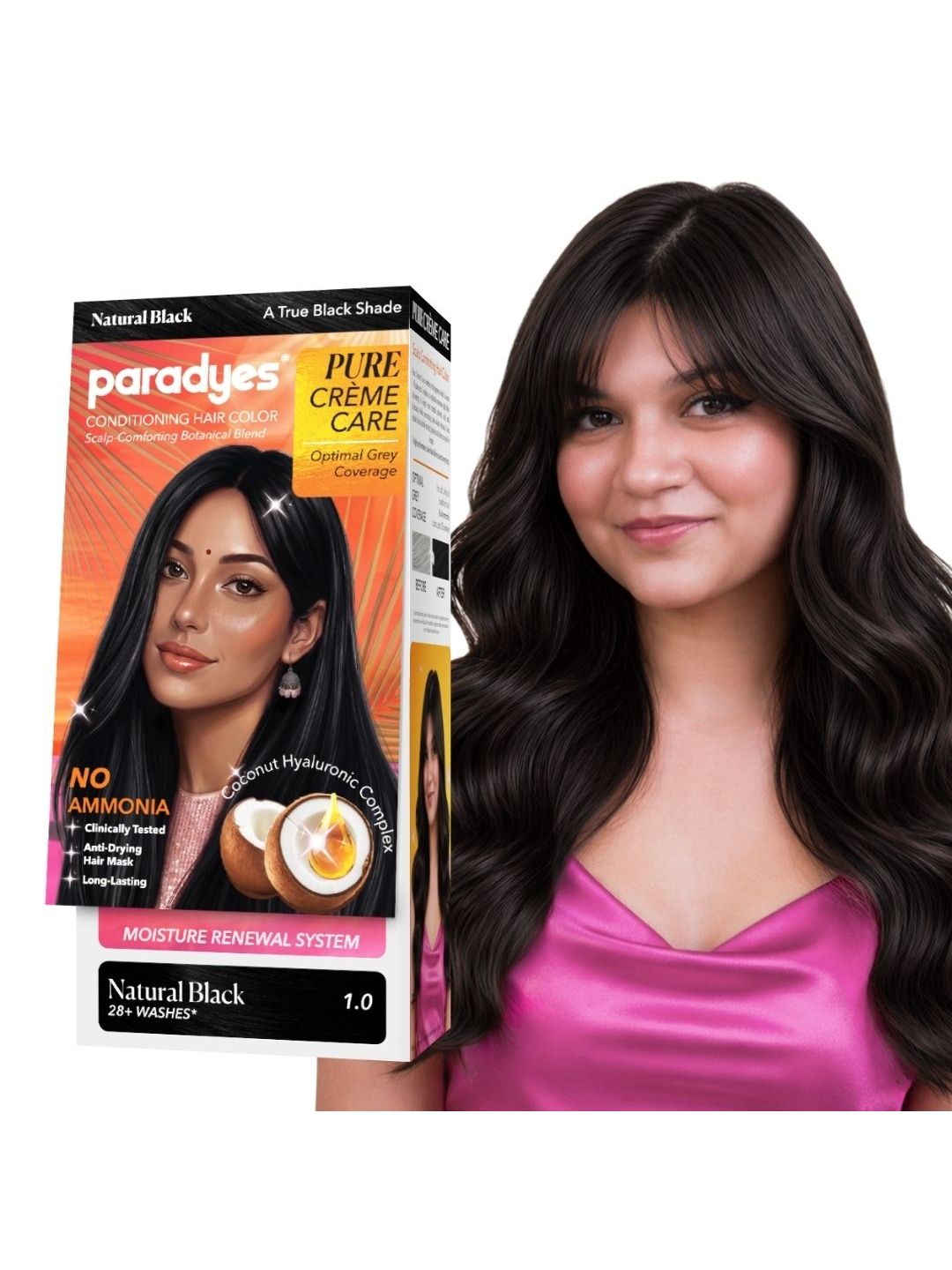 Paradyes Pure Creme Care No Ammonia Hair Color- 70 g - Natural Black - 1.0-picture-19