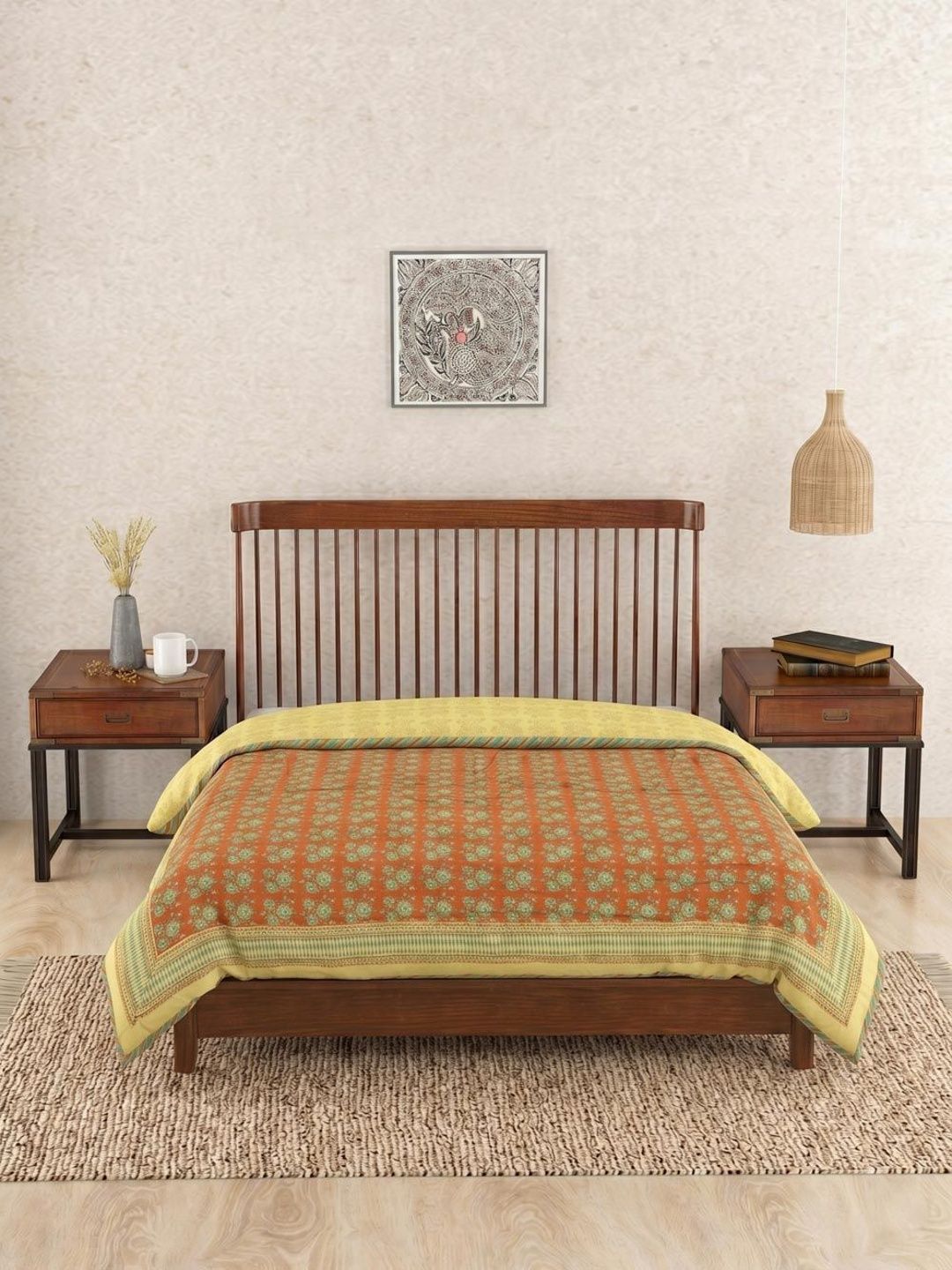 Fabindia Rust & Orange Floral Mild Winter 350 GSM Quilt-picture-10