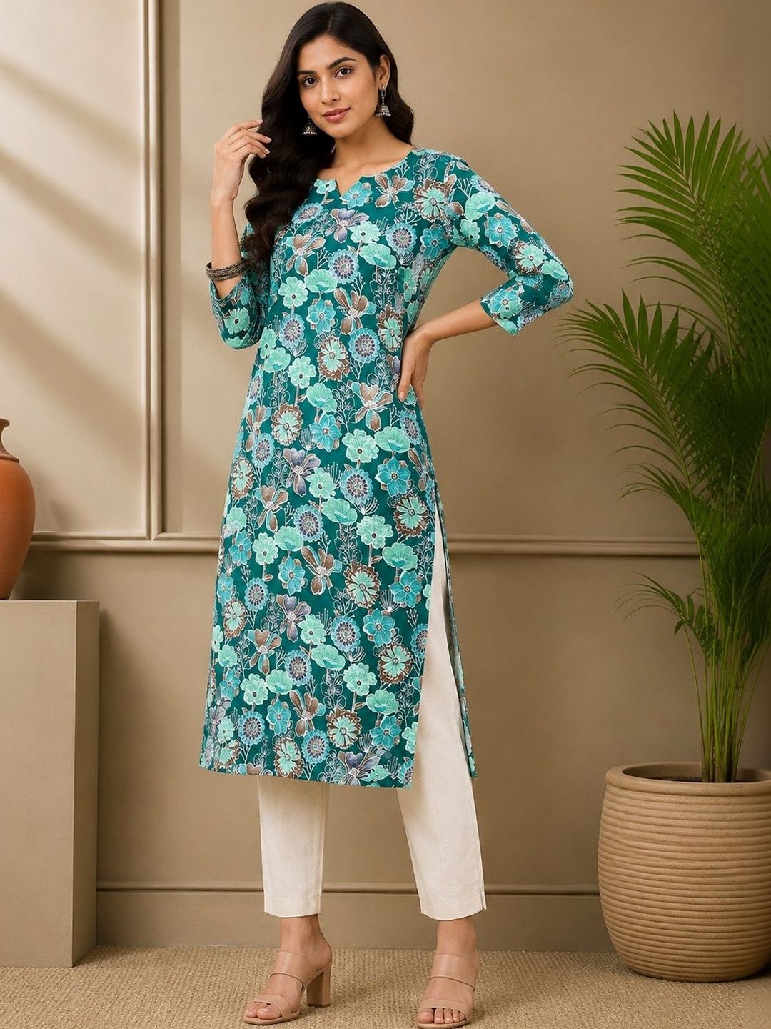 JANKHANA Women Floral Printed Floral Crepe Kurta-picture-8