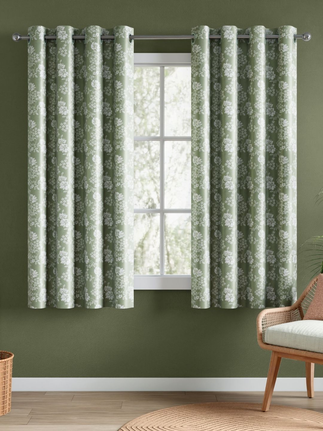 RIVERMOOR Green Set of 2 Floral Window Curtain-image-44