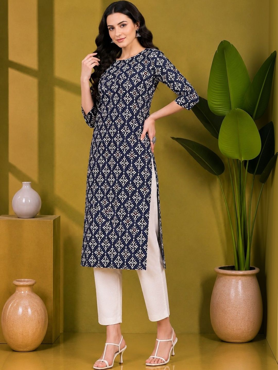 JANKHANA Women Ethnic Motifs Printed Indie Prints Crepe Kurta-picture-49
