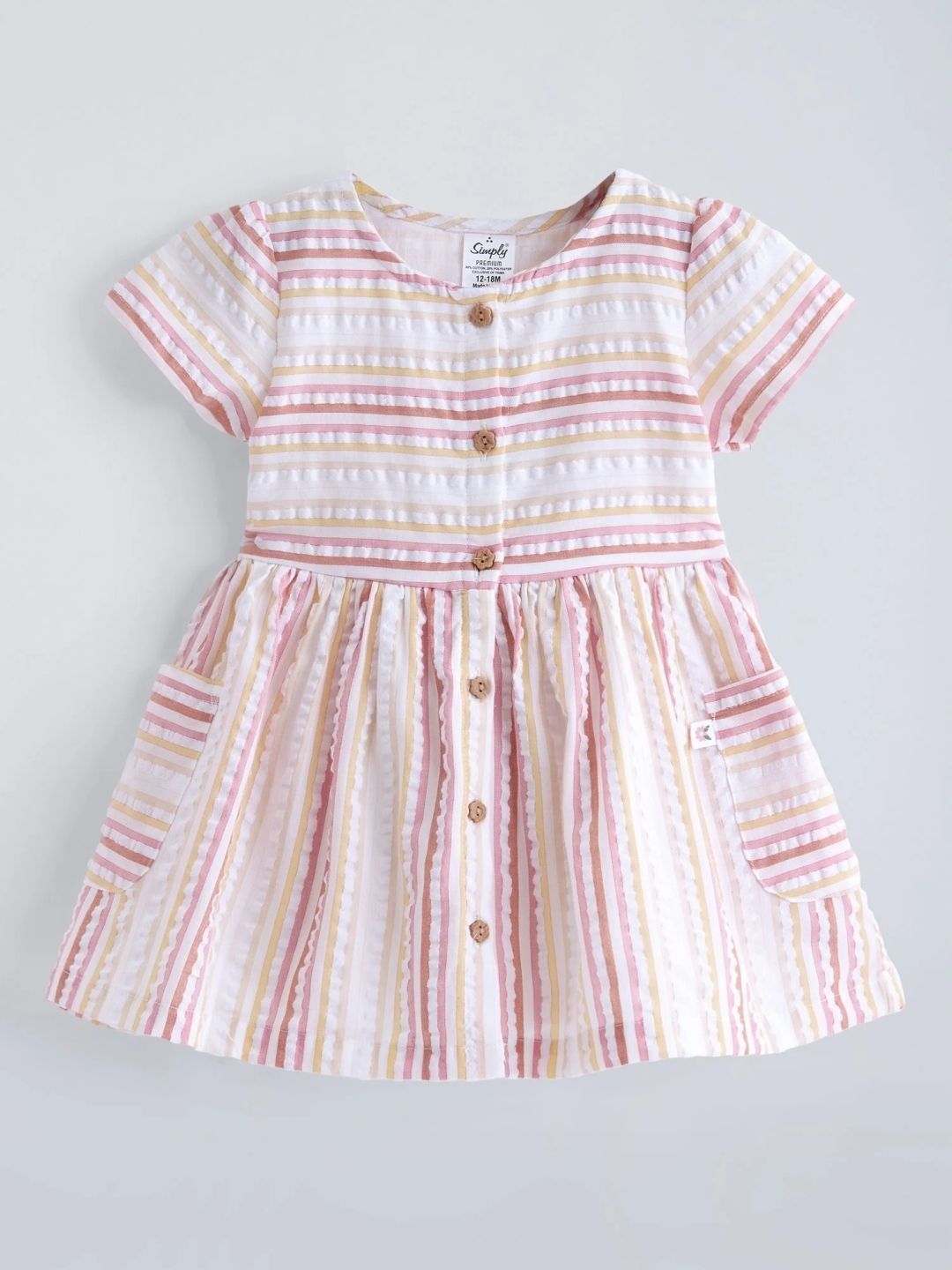 Hopscotch Striped Textured Patch Pocket Dress-image-0