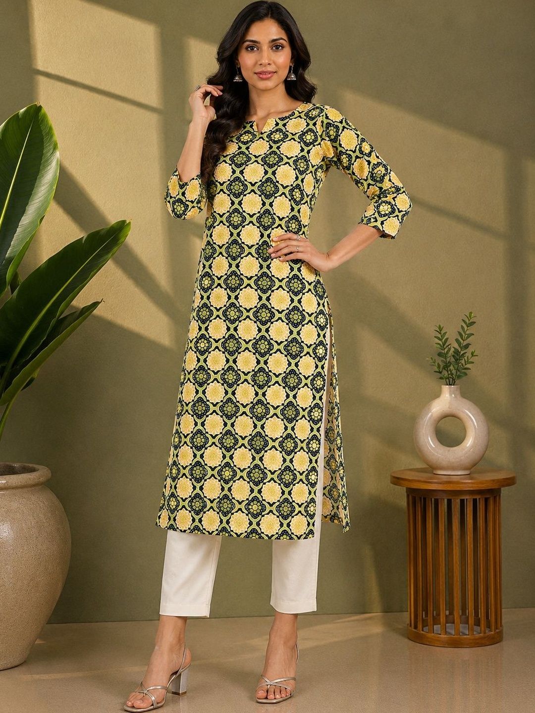 JANKHANA Women Geometric Printed Crepe Kurta-picture-23