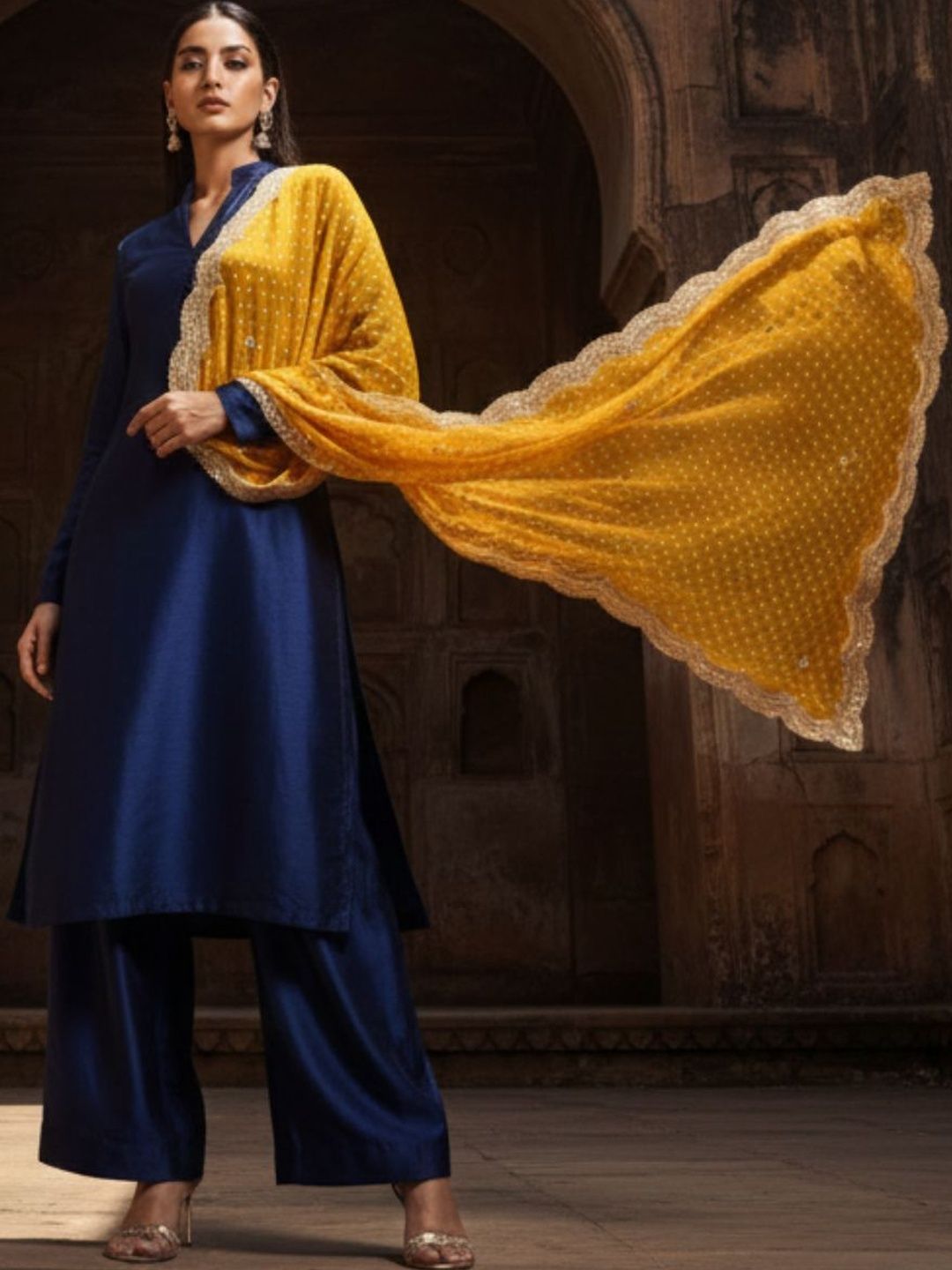 Dupatta Bazaar Printed Dupatta with Mirror Work-picture-39