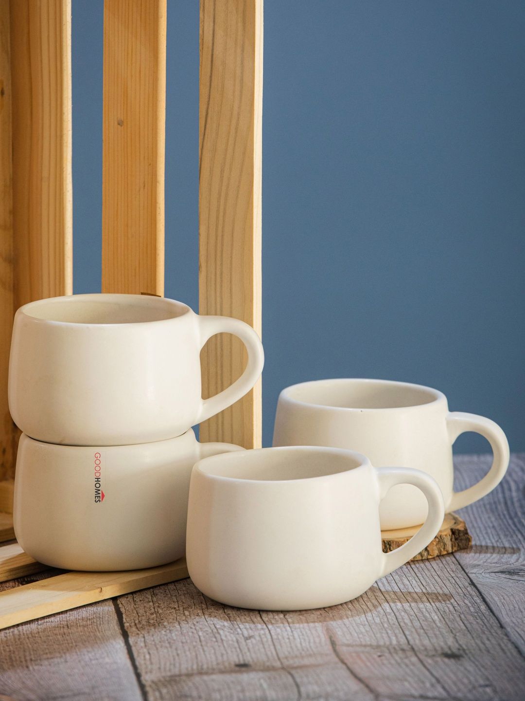 Aura White Crafted Ceramics Printed Stoneware Matte Mugs Set of Cups and Mugs-image-19