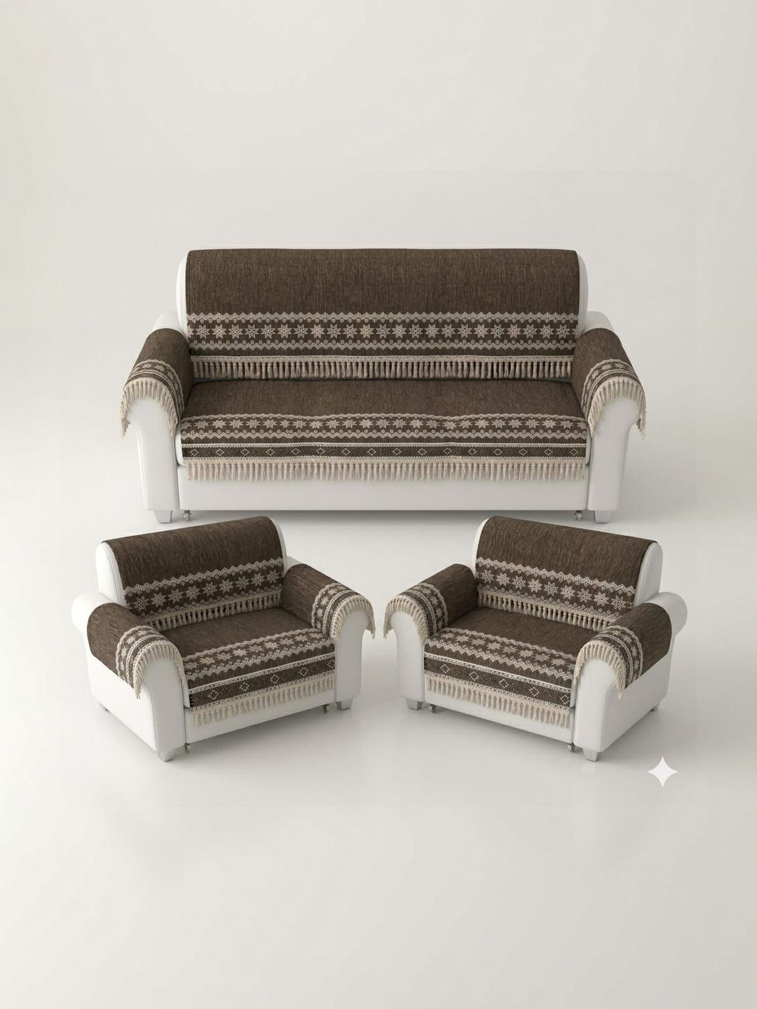 KANUM Brown & Brown Printed Sofa Cover With Arms-image-41