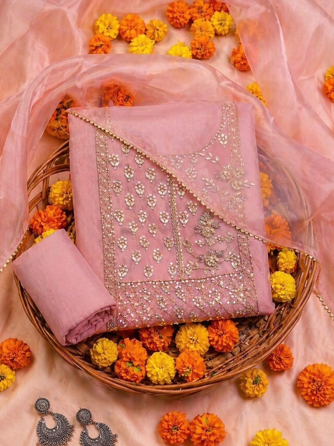 Achrangi Embroidered Organza Unstitched Dress Material-picture-54