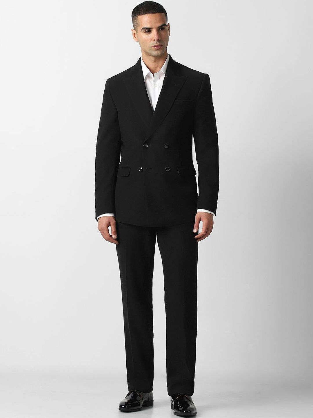 V Dot Peaked Lapel Slim Fit 2 Piece Blazer and Trousers Suits-picture-45