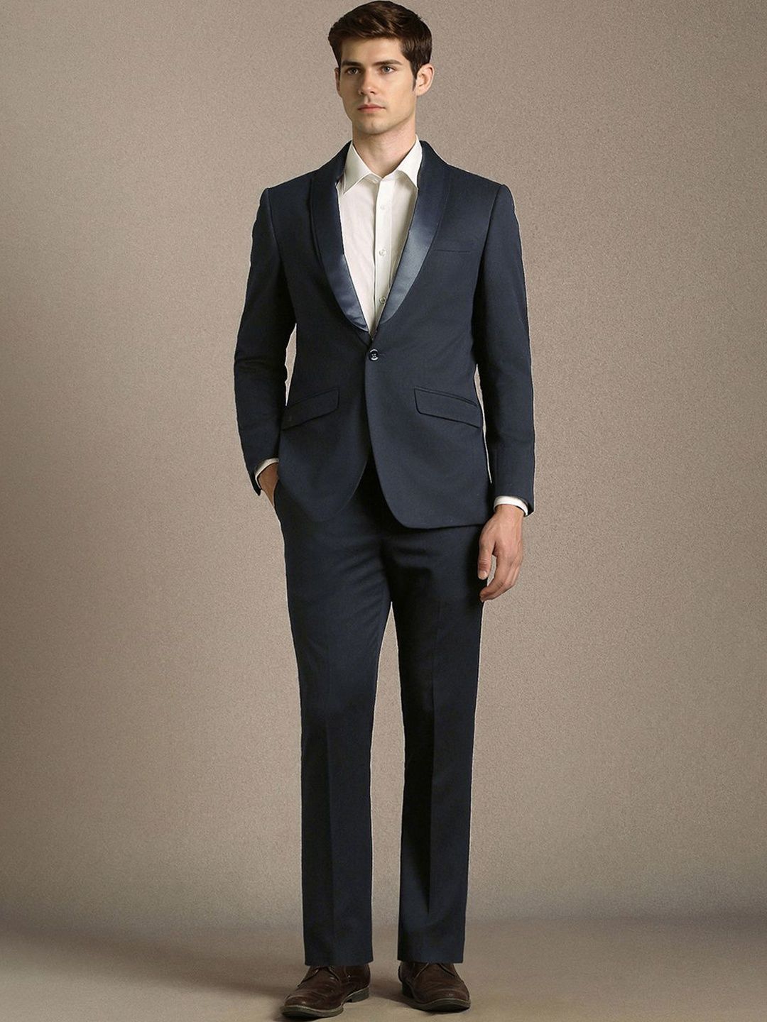 Louis Philippe Shawl Collar Slim Fit 2 Piece Blazer and Trousers Suits-picture-10