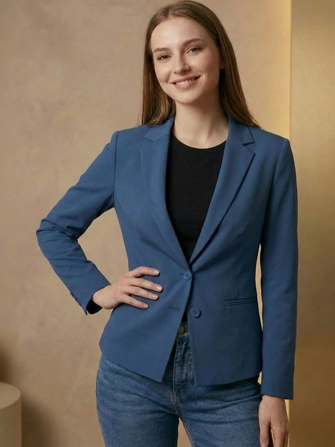 The Roadster Lifestyle Co Notched Lapel Single-Breasted Casual Blazers-picture-49