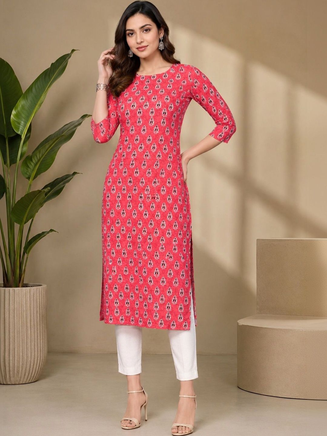 JANKHANA Women Ethnic Motifs Printed Indie Prints Crepe Kurta-picture-4