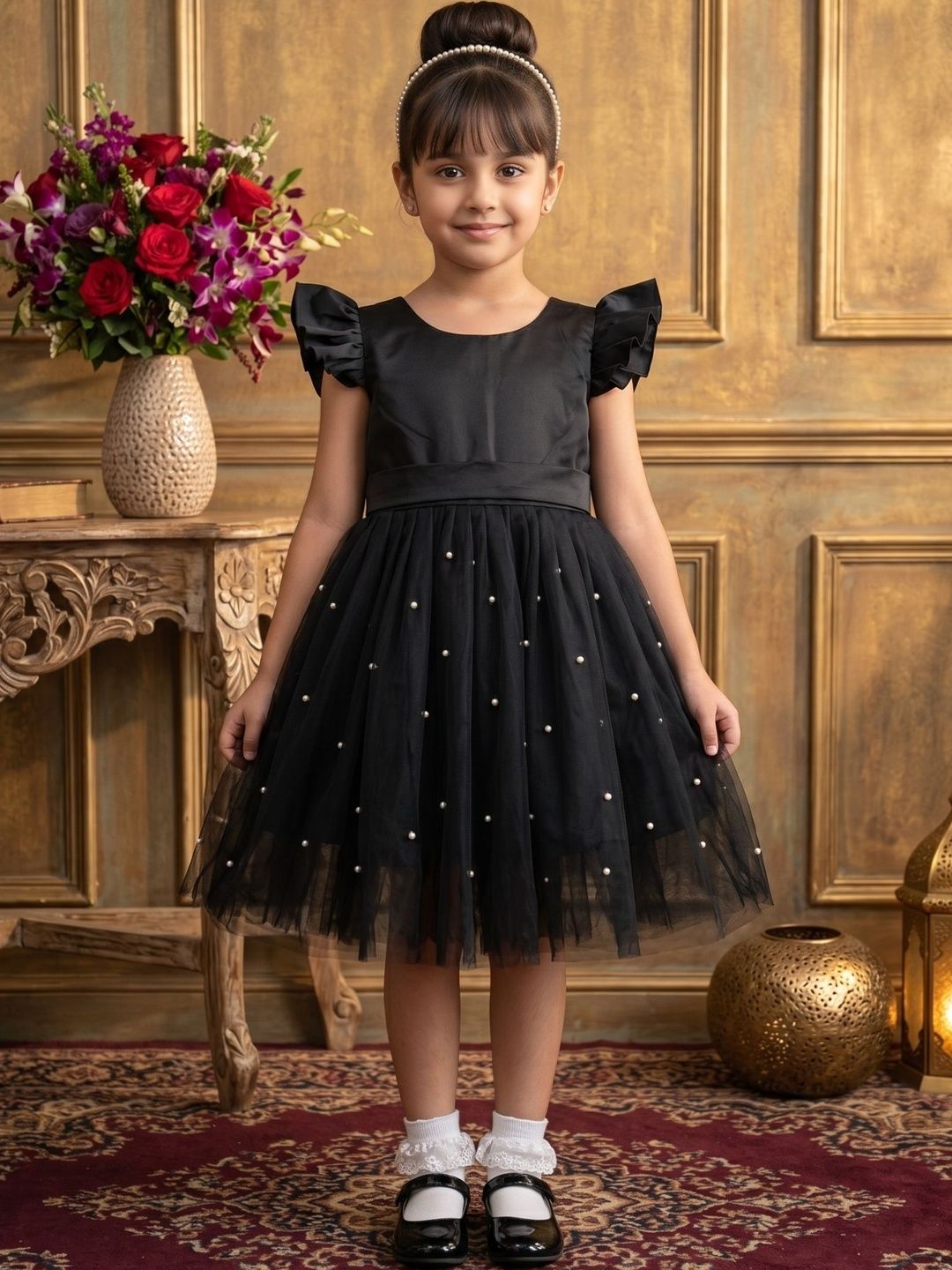 BAESD Puff Sleeve Satin Fit & Flare Dress-image-39