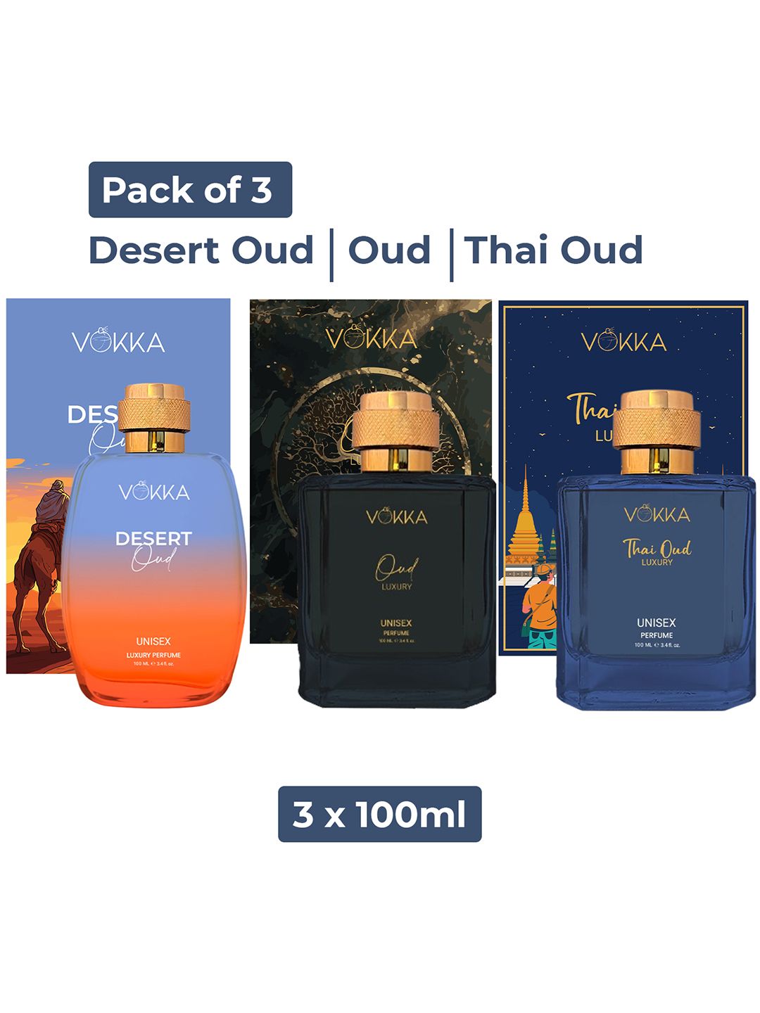 VOKKA Set Of 3 Desert Oud Oud & Thai Oud Long Lasting Eau de Perfume - 100 ml Each-picture-38