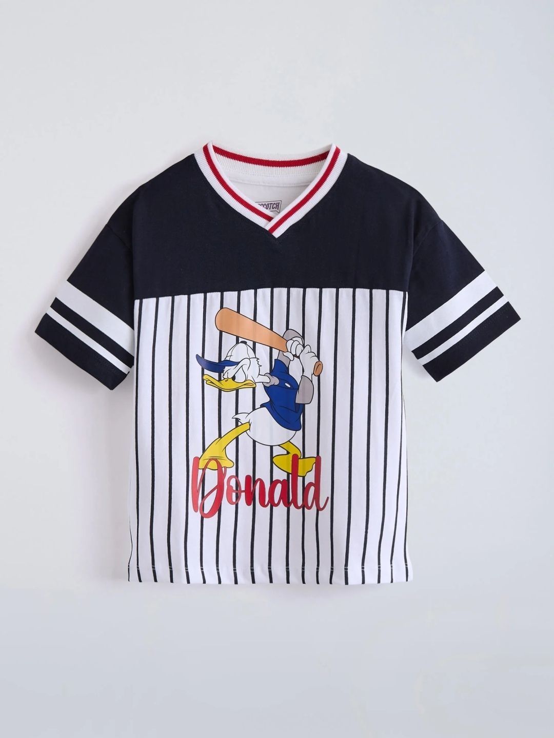 Hopscotch Boys Printed V-Neck Drop-Shoulder Sleeves T-shirt-picture-10