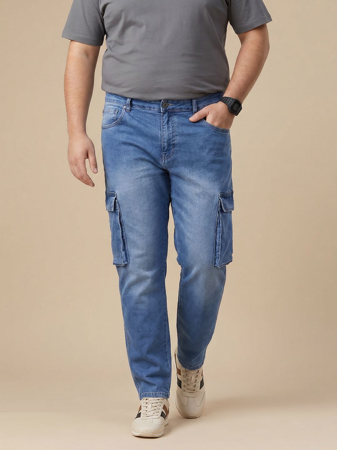 Sztori Men Plus Size Straight Fit Cargo Jeans-picture-39