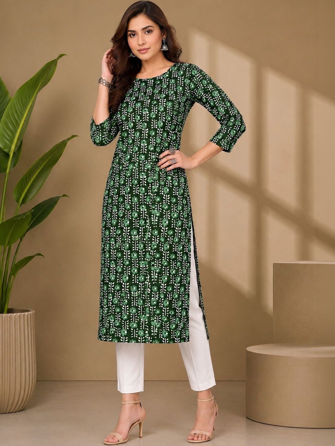 JANKHANA Women Ethnic Motifs Printed Indie Prints Crepe Kurta-picture-9