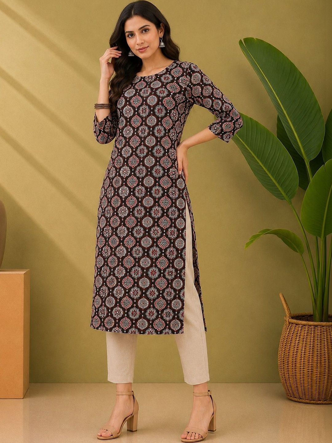 JANKHANA Women Ethnic Motifs Printed Indie Prints Crepe Kurta-picture-25