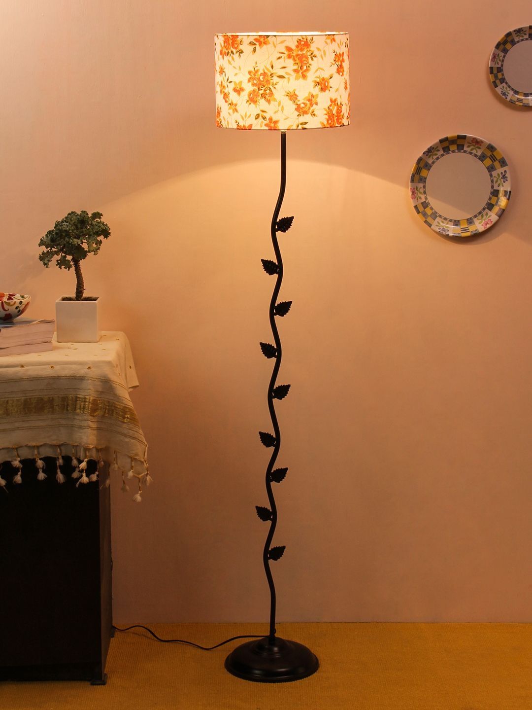 Aura White & Orange-Colored Iron Cylinder Floor Lamp-image-48