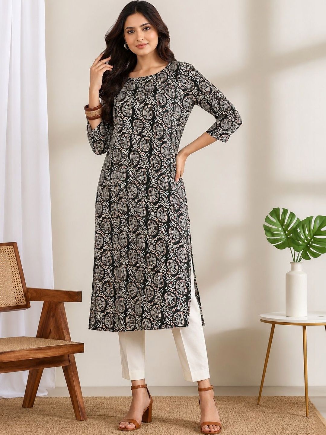 JANKHANA Women Paisley Printed Crepe Kurta-picture-14