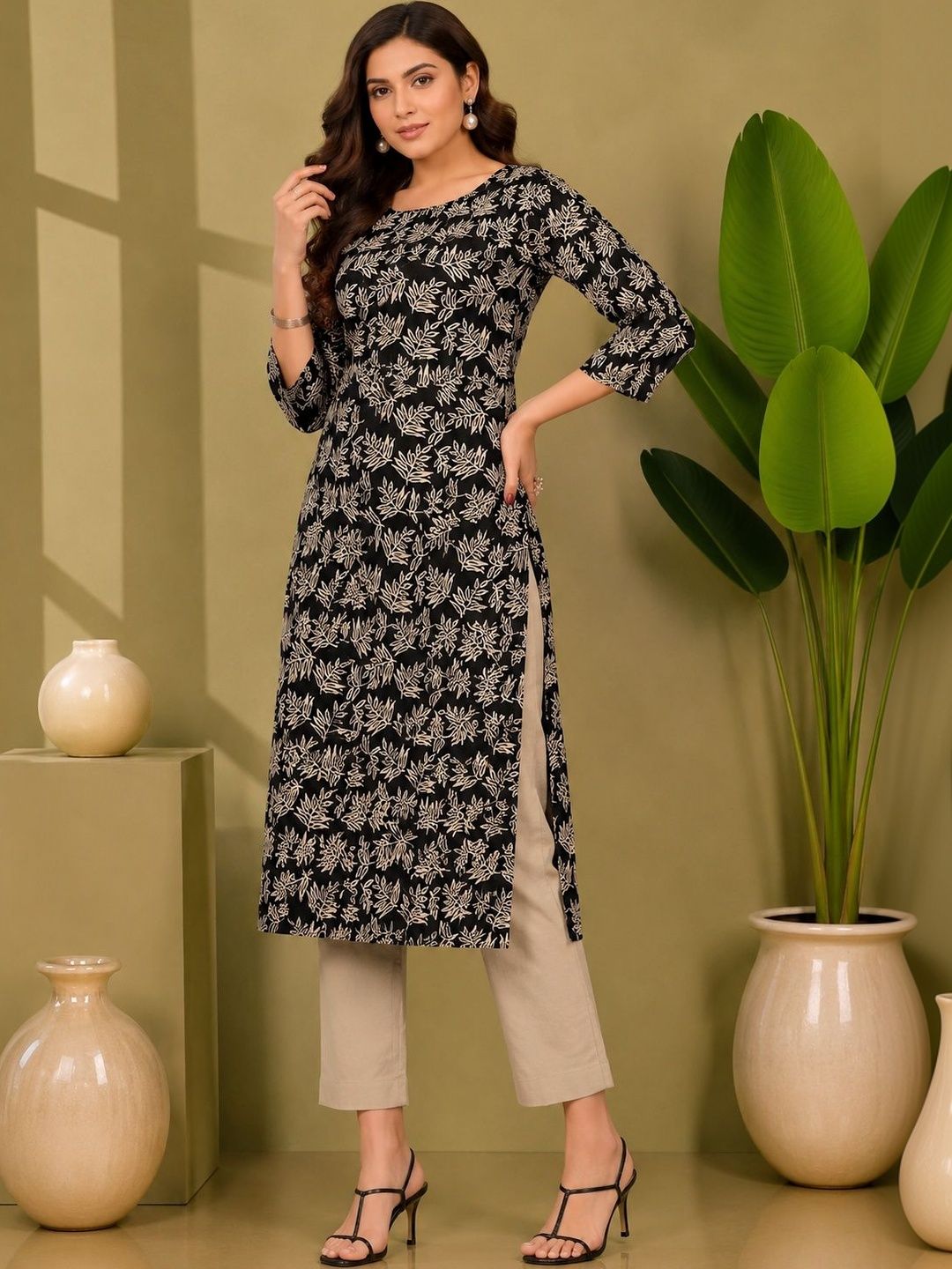 JANKHANA Women Floral Printed Indie Prints Crepe Kurta-picture-27