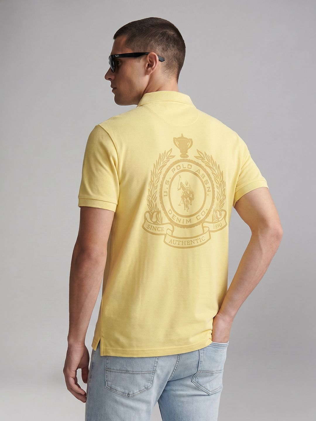 U.S. Polo Assn. Denim Co. Printed Pure Cotton Polo Collar Slim Fit T-shirt-image-6