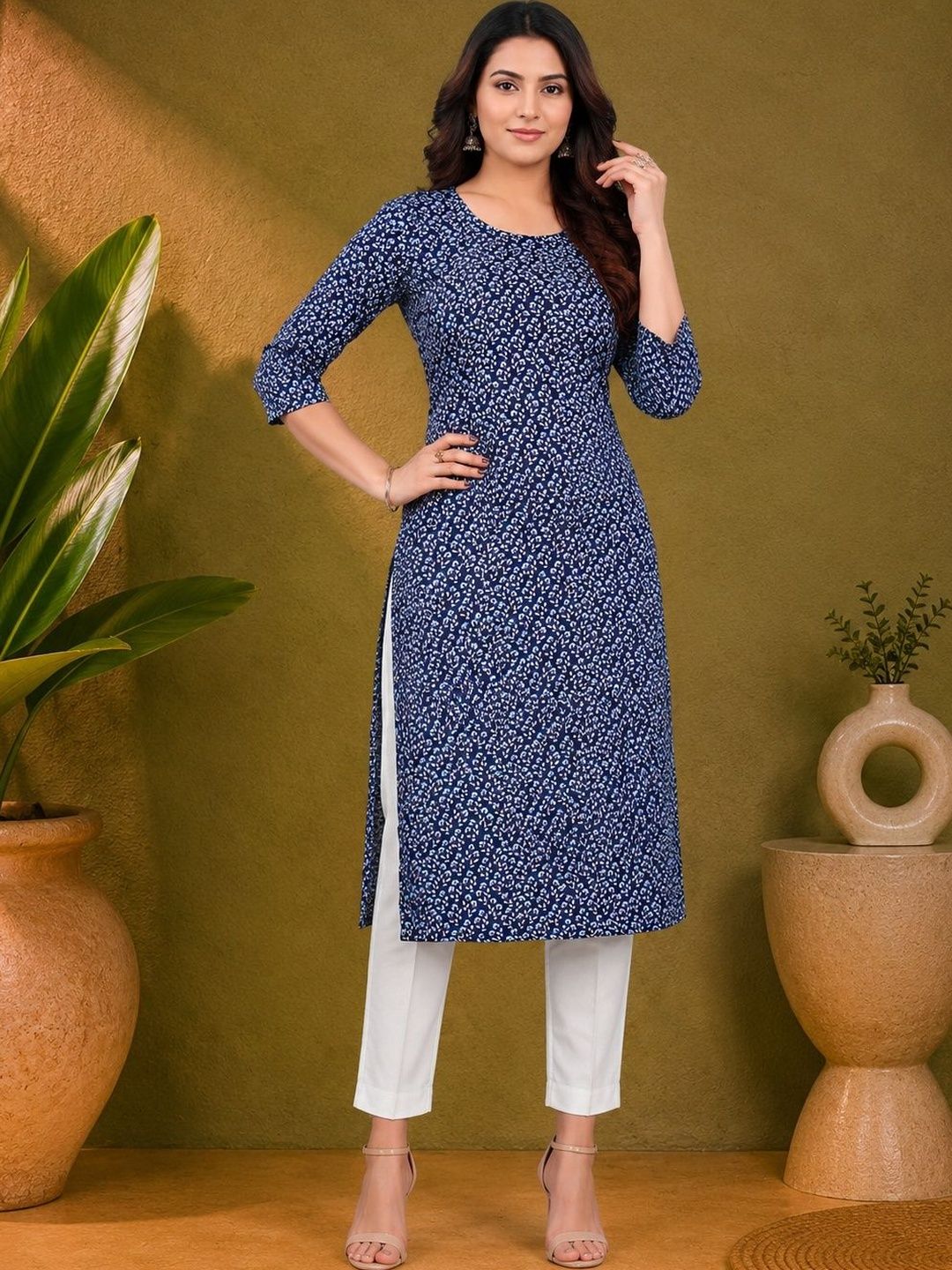 JANKHANA Women Floral Printed Indie Florals Crepe Kurta-picture-10