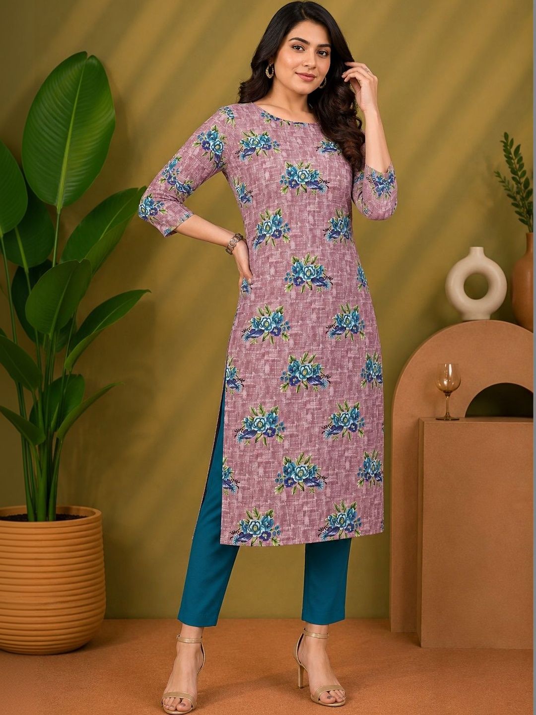 JANKHANA Women Floral Printed Indie Prints Crepe Kurta-picture-33