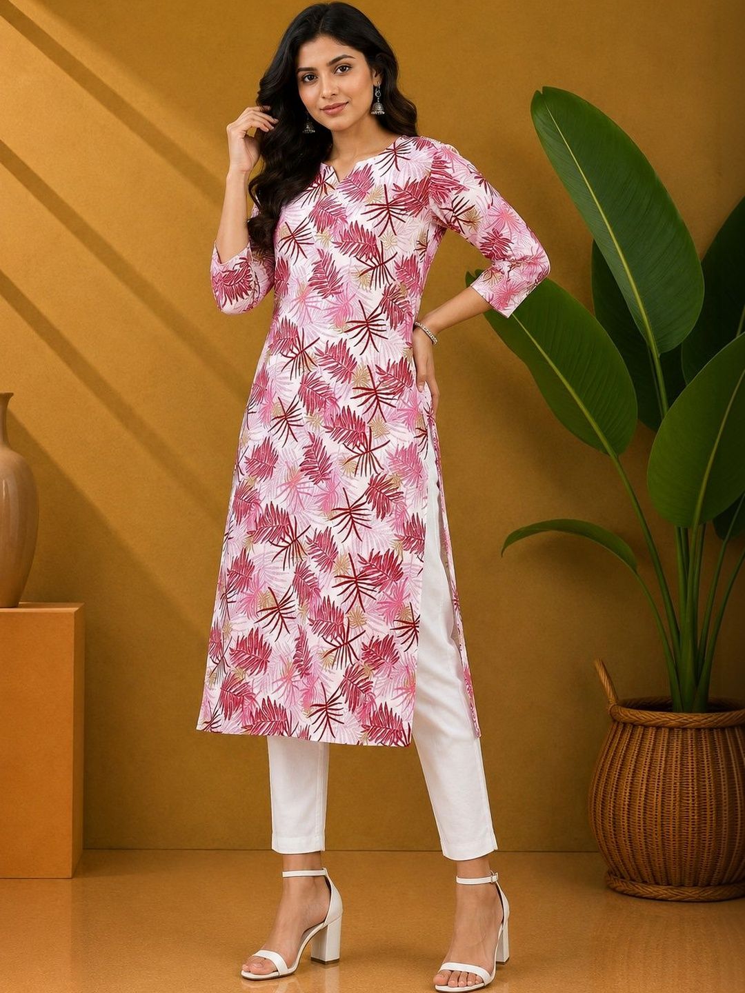 JANKHANA Women Floral Printed Indie Florals Crepe Kurta-picture-39