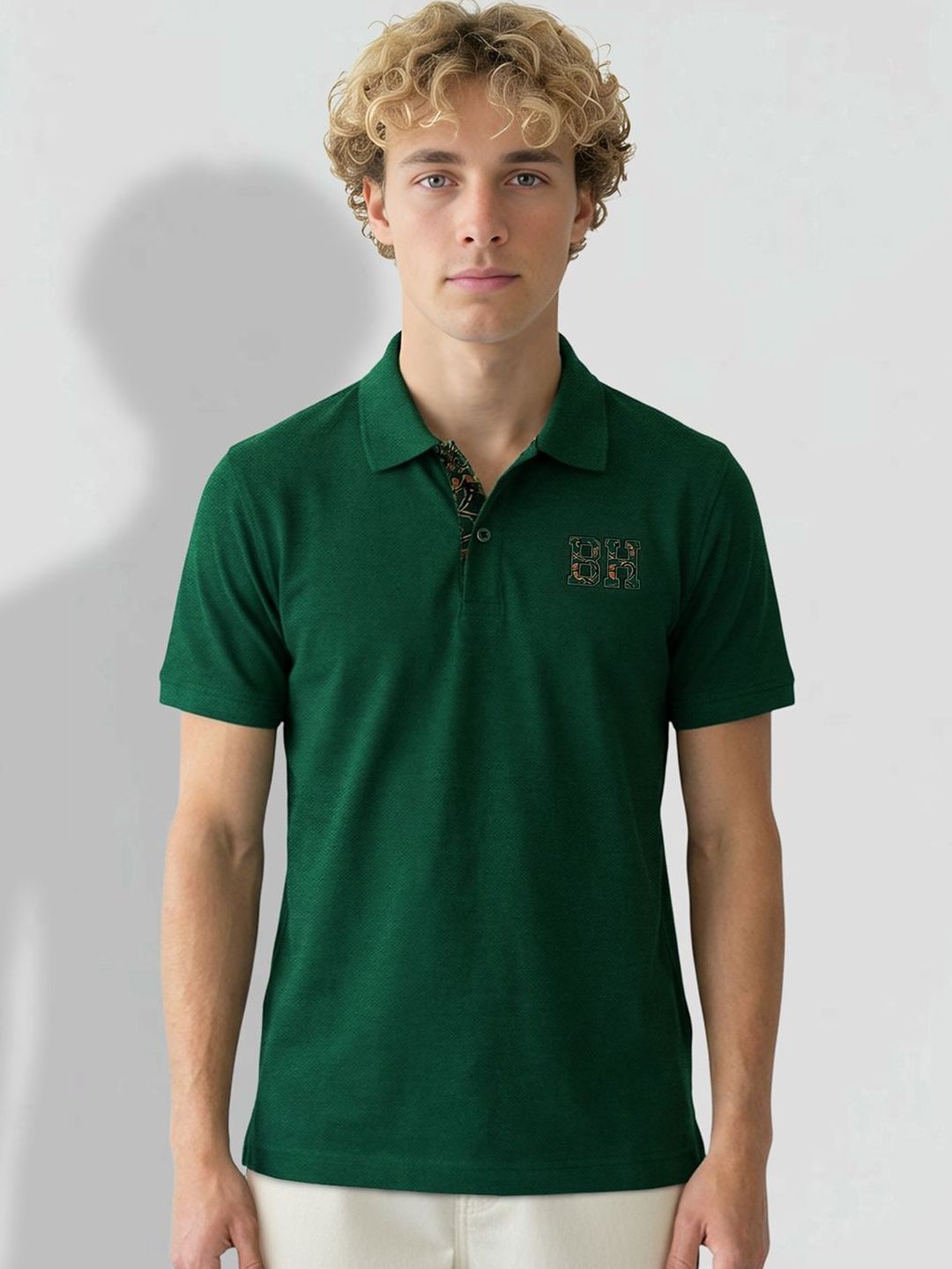 Being Human Men Polo Collar Applique T-shirt-image-49