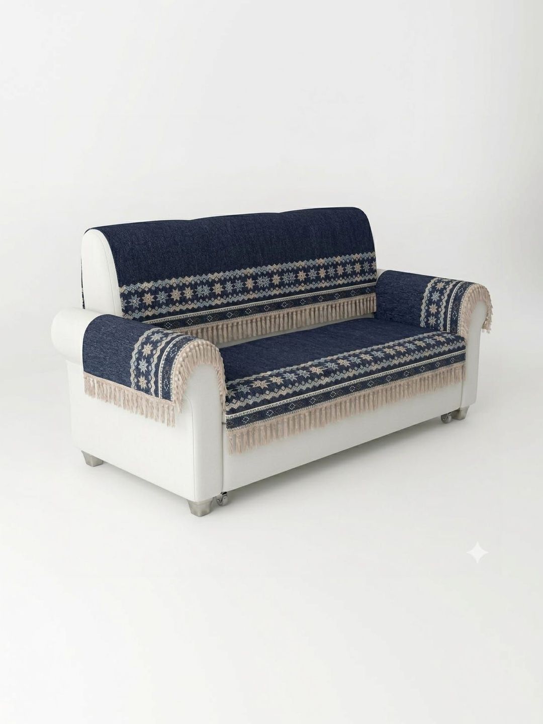 KANUM Blue & Navy Blue Printed Sofa Cover With Arms-picture-36
