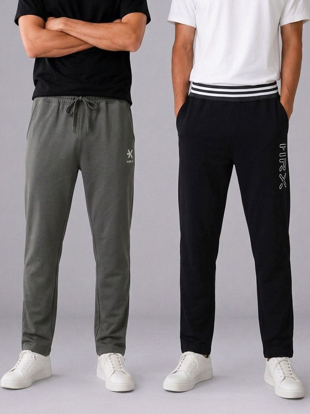 HRX by Hrithik Roshan Men Pack of 2 Regular Fit Brand Logo Training Track Pants-picture-42