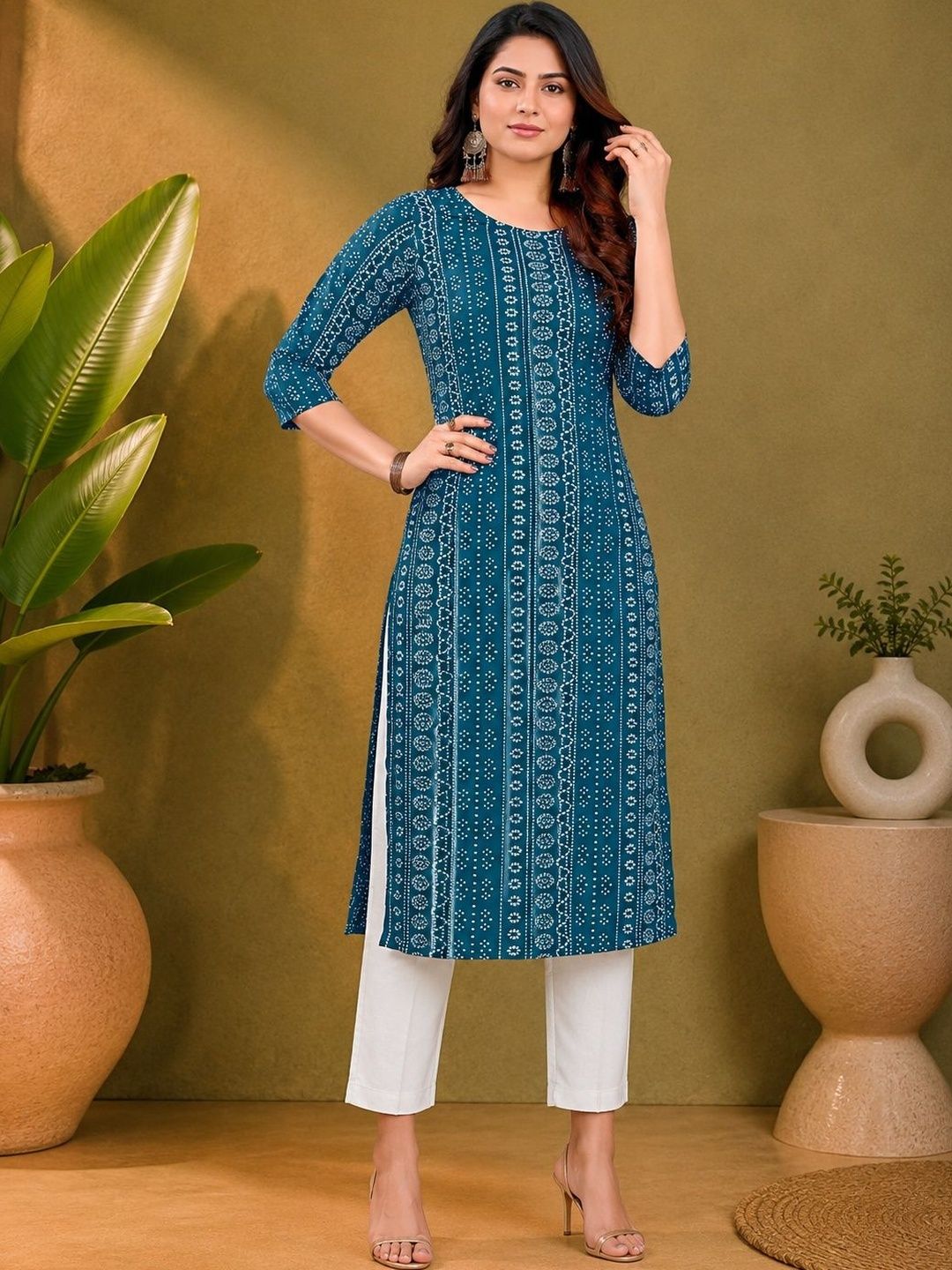 JANKHANA Women Ethnic Motifs Printed Indie Prints Crepe Kurta-picture-33