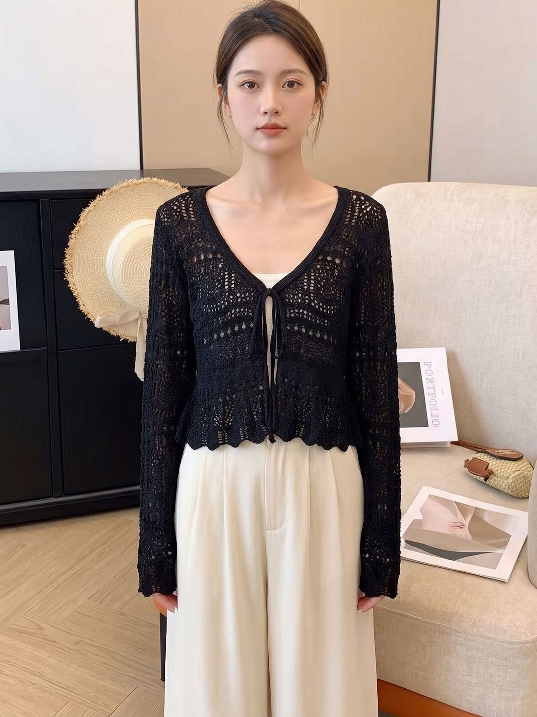 StyleCast x Revolte Women Crop Tie-Up Shrug-picture-41