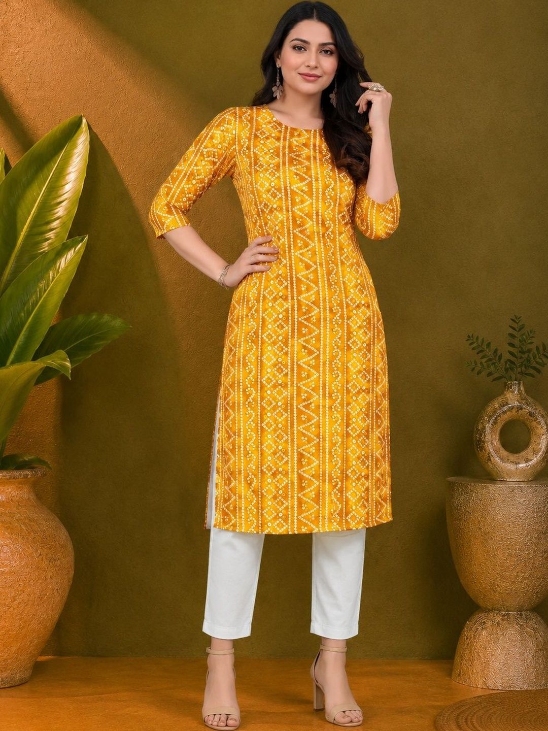 JANKHANA Women Ethnic Motifs Printed Indie Prints Crepe Kurta-picture-46