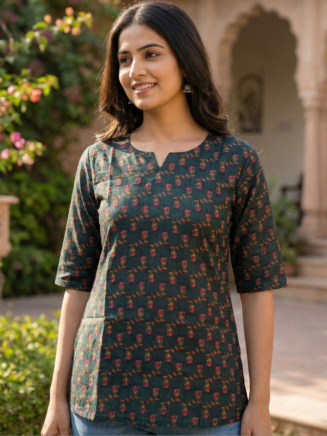 JANKHANA Botanical Printed Kurti-picture-15