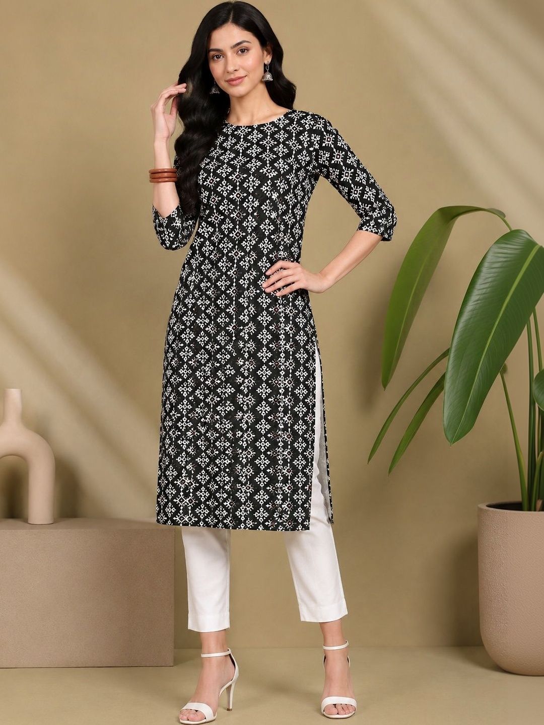 JANKHANA Women Ethnic Motifs Printed Indie Prints Crepe Kurta-picture-38