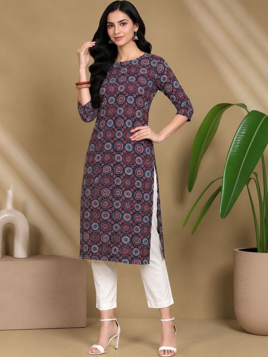 JANKHANA Women Ethnic Motifs Printed Indie Prints Crepe Kurta-picture-17