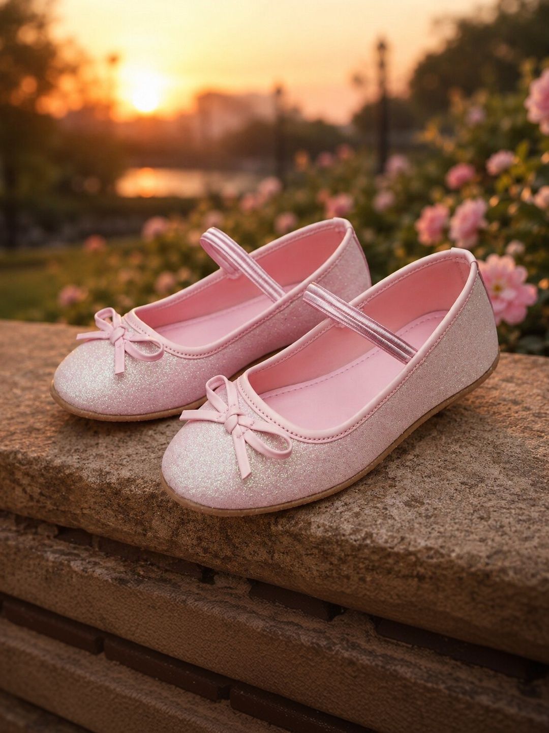 YK Girls Embellished Round Toe Velcro Ballerinas-image-8