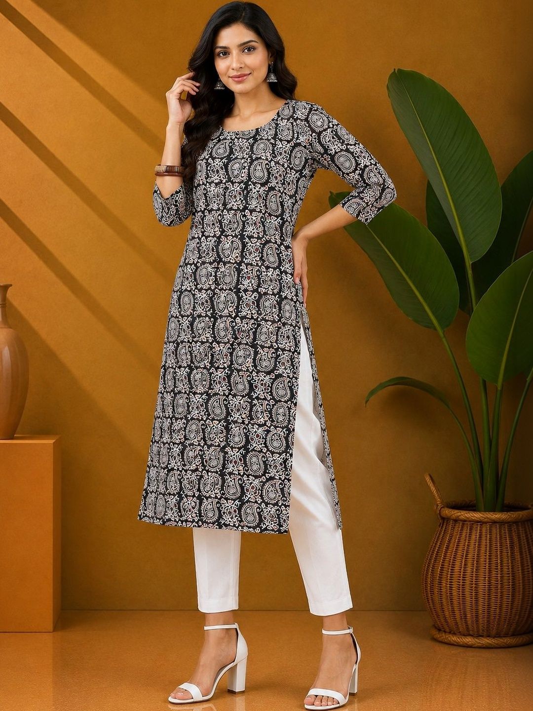 JANKHANA Women Paisley Printed Indie Prints Crepe Kurta-picture-19