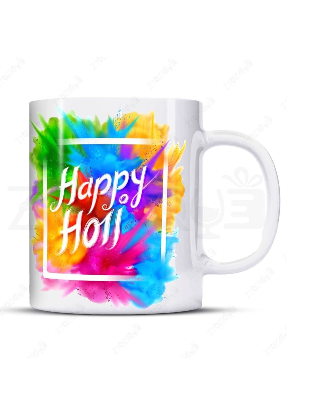 ZYOZI White & Blue Printed Ceramic Holi Special Mug-picture-23