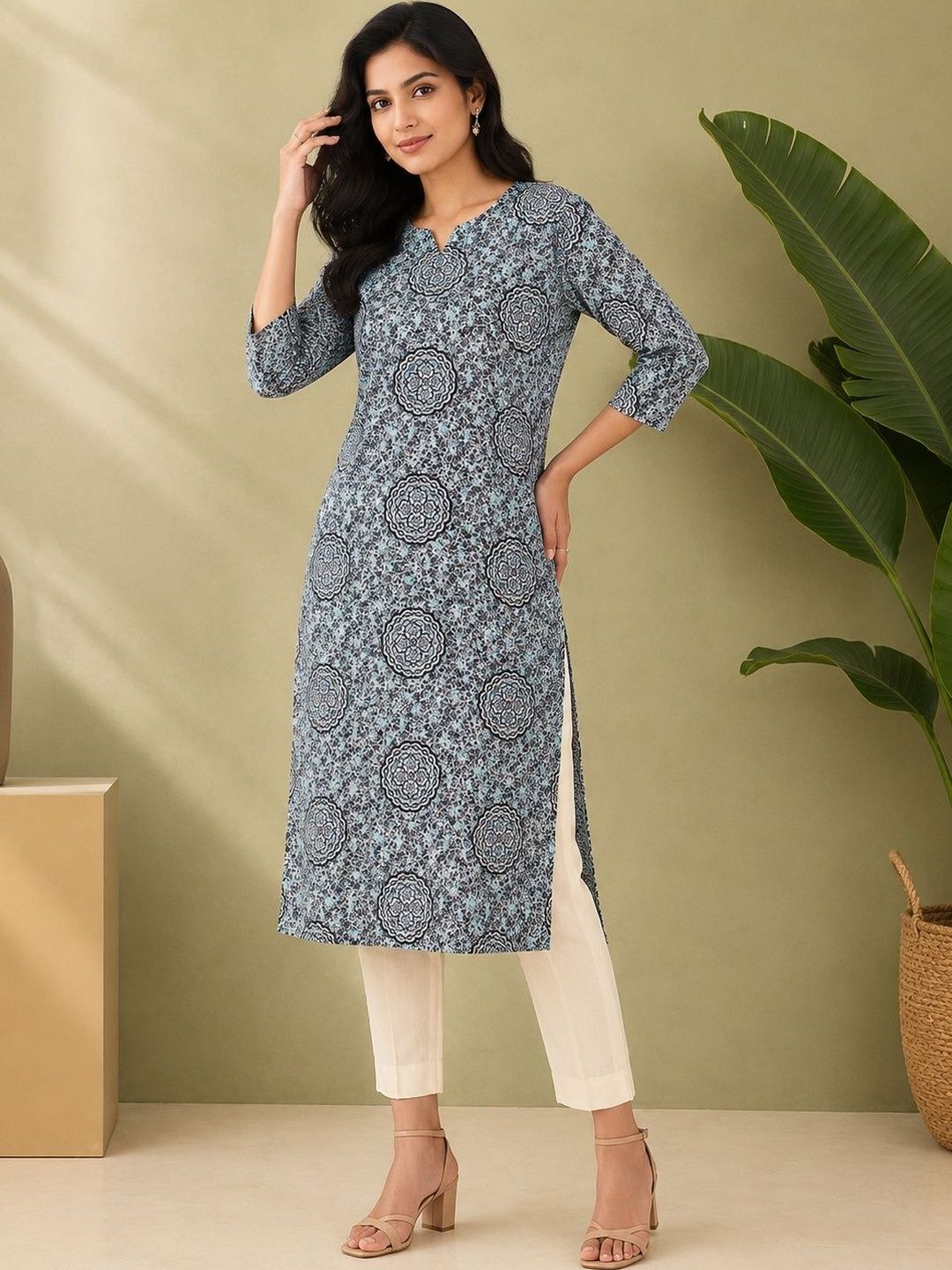 JANKHANA Women Ethnic Motifs Printed Indie Prints Crepe Kurta-picture-45