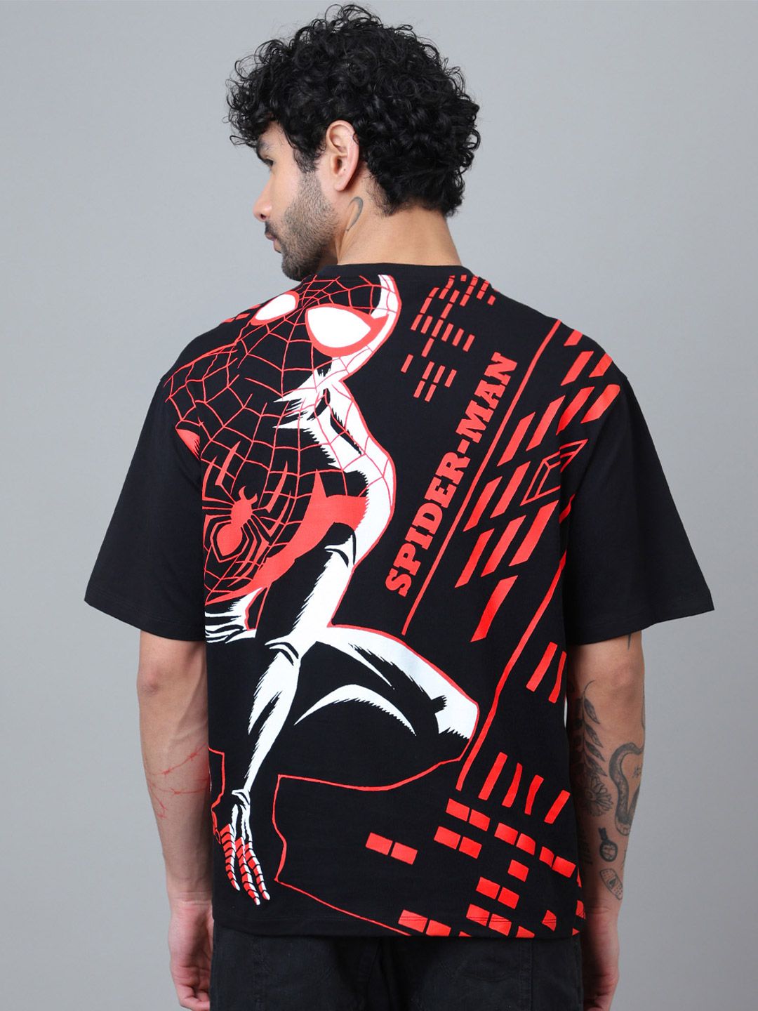 Free Authority Spiderman Printed Cotton Round Neck Oversized T-Shirt-image-23