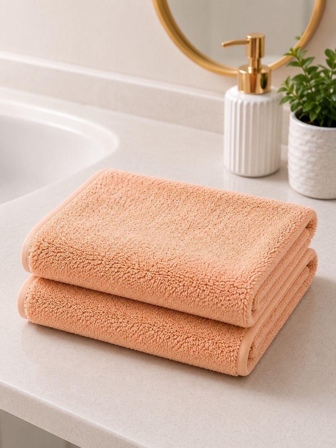 Fezora 2Pcs Orange-Colored Microfiber 500 GSM Hand Towels-picture-10