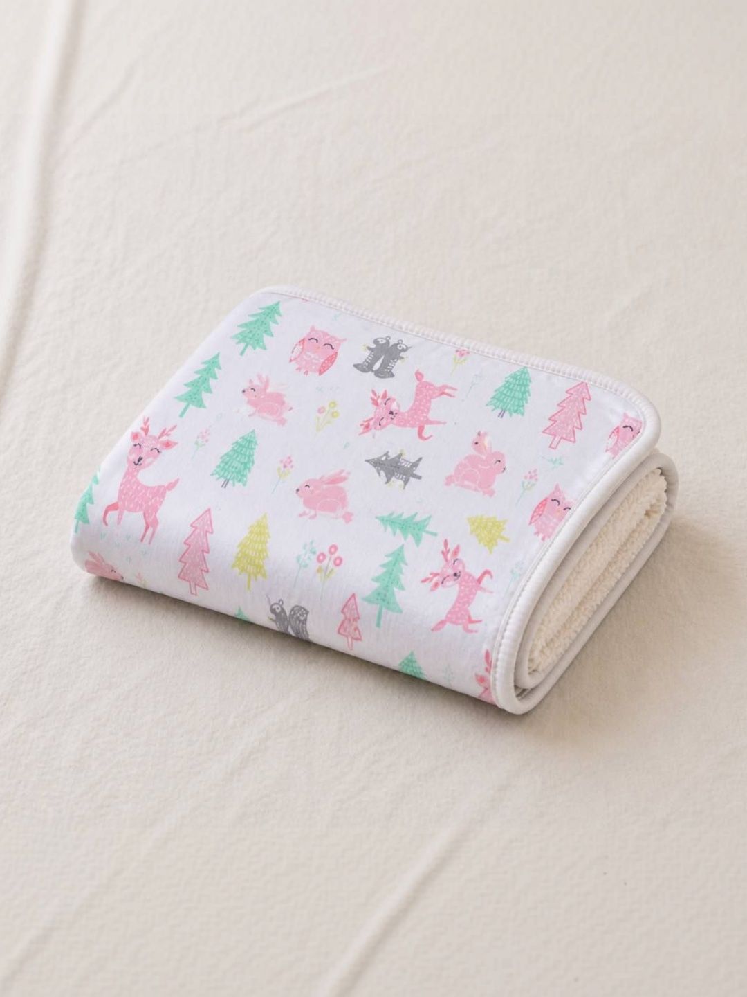 The Little Lookers Off White & White Cartoon Characters 600 GSM Blanket-image-19